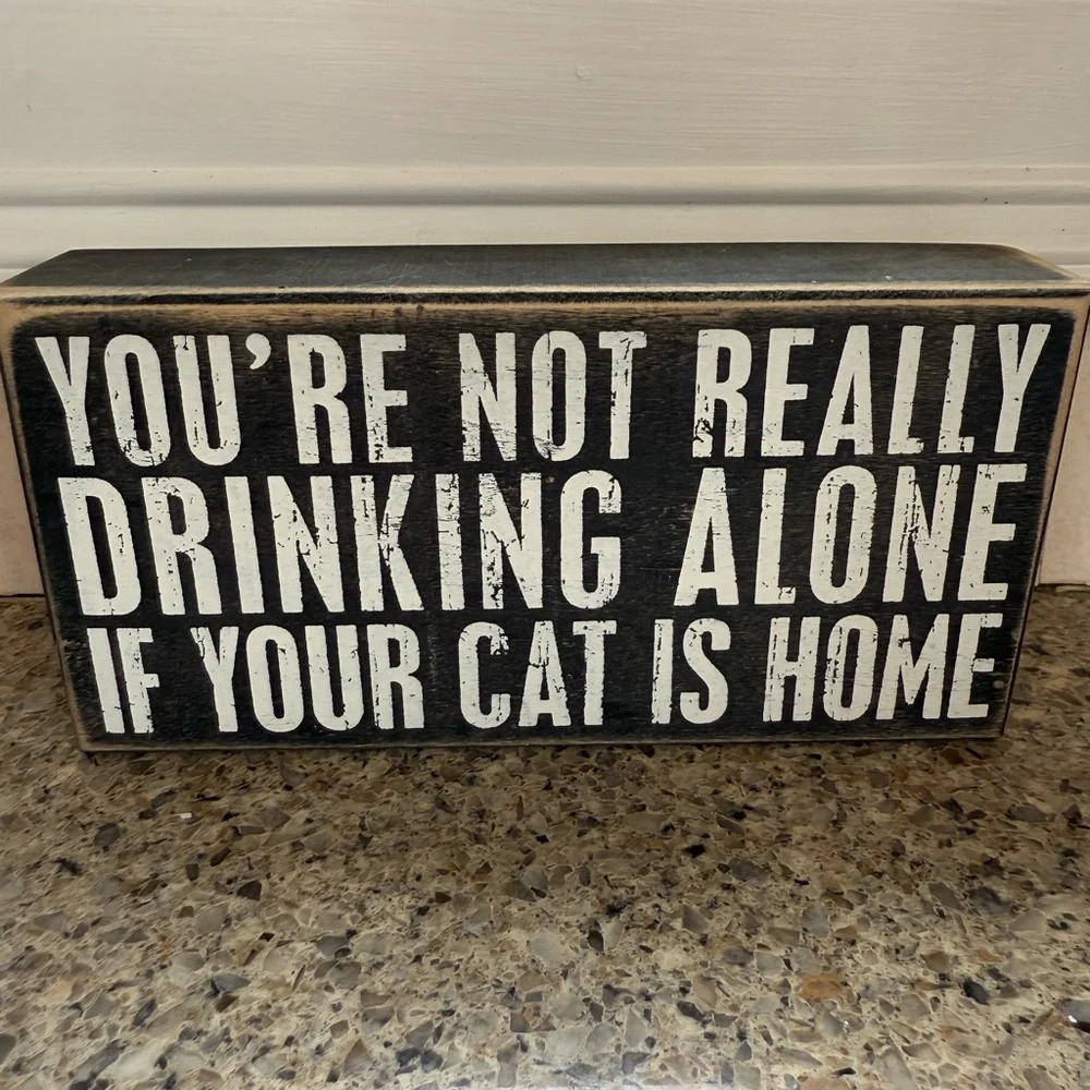 Primitives by Kathy Black and White Cat Sign